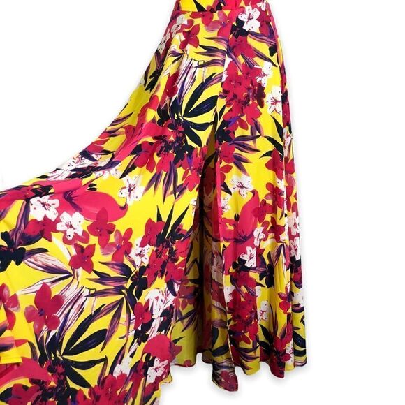 Nadine Merabi Camilla Floral Print Skirt in Pink Yellow Floral Maxi Length - Picture 1 of 10